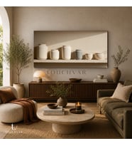 Yatay Panoramik Kanvas Tablo Seramik Vazo Minimalist Tablo Ev Ofis Duvar Dekoru