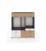 Kronos Dolap 8 Raflı 4 Çekmeceli 3 Askılı 220x59x243 Antrasit-Çam/Aytaşı