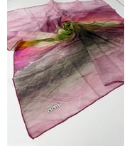 Miray Nevada Büyük Boy Organik Pamuk Eşarp - 120 x 120 - 06252 (Açık Pembe - Yeşil)