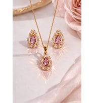 925 AYAR  ROSE  KAPLAMA DAMLA AMETİST TAŞLI İKİLİ GÜMÜŞ SET