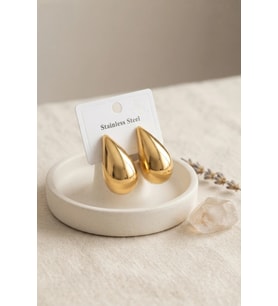316L Çelik Gold Renk Damla Model Küpe