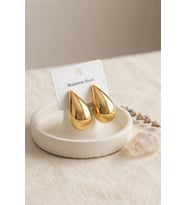 316L Çelik Gold Renk Damla Model Küpe