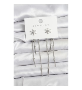 Mey İthalat® Çiçek Model Gümüş Pirinç Sallantılı Kadın Küpe