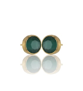 Kadir Jewellery 22 Ayar Altın Kaplama Kadın Minimal Küpe -El İşçiliği Ve Hipoalerjenik Küpe (K.Yeşil)