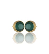 Kadir Jewellery 22 Ayar Altın Kaplama Kadın Minimal Küpe -El İşçiliği Ve Hipoalerjenik Küpe (K.Yeşil)