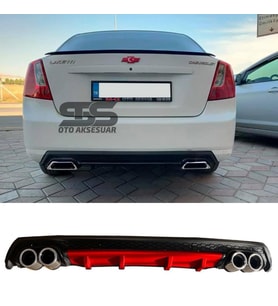 Chevrolet Lacetti Difüzör Arka Tampon Eki 4 Egzoz Çıkışlı Kırmızı Lüx Tip