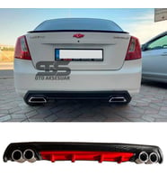 Chevrolet Lacetti Difüzör Arka Tampon Eki 4 Egzoz Çıkışlı Kırmızı Lüx Tip