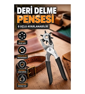6 Uçlu Ayarlanabilir Deri Delme Pensesi Kemer ve Deri İşleme Aleti