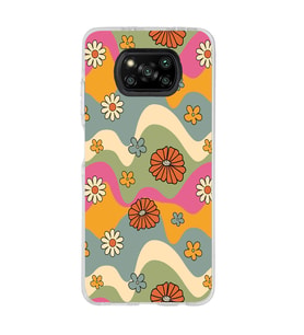 Poco X3 PRO / X3 NFC Uyumlu Çiçekler Tasarımlı Şeffaf Telefon Kılıfı