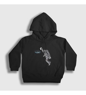 Presmono Unisex Çocuk Siyah Basketball Astronaut Space Astronot Uzay Kapüşonlu Sweatshirt 282212tt