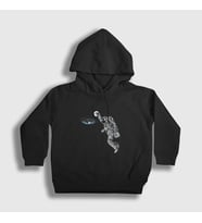 Presmono Unisex Çocuk Siyah Basketball Astronaut Space Astronot Uzay Kapüşonlu Sweatshirt 282212tt