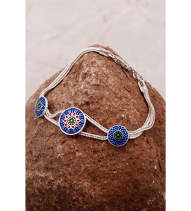 Mardin Güneşi Mineli Elişi Hasır 925 Ayar Gümüş Bileklik 4288