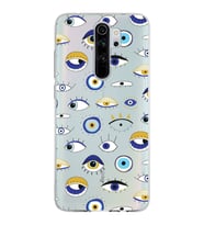 PrintiFy Xiaomi Redmi Note 8 Pro ile Uyumlu 1mm Slim Fit Nazar Boncuğu 2 Baskılı Şeffaf  Kılıf
