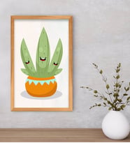 BK Gift  Kaktüs Tasarımlı Dekoratif Retro Ahşap Çerçeveli Tablo-15