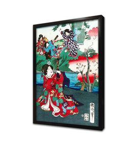 Japon Kadın Çerçeveli Cam Tablo