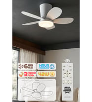 64CM Modern Goes Uzaktan Kumandalı 5 Kanatlı Tavan Vantilatörü ve LED Lamba Işık 42W