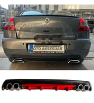 Renault Megane 2 Sedan Difüzör Arka Tampon Eki 4 Egzoz Çıkışlı Kırmızı Lüx Tip