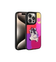 Apple iPhone 15 Pro Uyumlu Kılıf Parlayan Kabartmalı İkonik Figürlü Zore Amas Silikon Kapak (Mor)