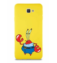 Samsung Galaxy J7 Prime 2 Soft Premier Kapak Bay Yengeç Tasarımlı Silikon Kılıf - Sarı (Şeffaf)