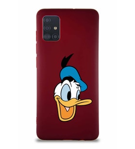 Samsung Galaxy M31S Soft Premier Kapak Donald Duck-A Tasarımlı Silikon Kılıf - Mürdüm (Şeffaf)