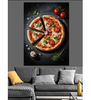 Taze Malzemeli Dilimlenmiş Pizza Tablo Dekoratif Kanvas - Mdf Ahşap Tablo