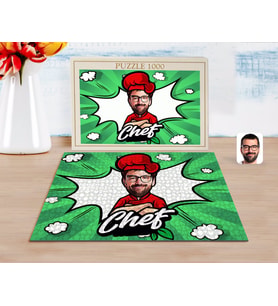 BK Gift Kişiye Özel Erkek Chef Karikatürlü 1000 Parça Profesyonel Puzzle-10