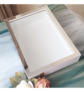 25X35 BEYAZ-GÜMÜŞ LEDSİZ DERİN ANI ÇERÇEVESİ- NİŞAN SÖZ GÜLLERİNİZ İÇİN ÇERÇEVELER