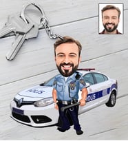 Kişiye Özel Polis Tasarımlı Karikatür Anahtarlık  118