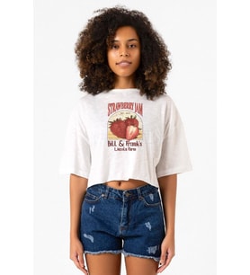 The Last Of Us Bill And Frank Strawberry Jam Beyaz Kırçıllı Kadın Crop Tshirt