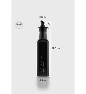 Renga Urla Yazı Desenli 250 ml Cam Yağlık 152072 Mat Siyah