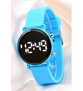 Mavi Silikon Kordonlu Led Watch Genç Kız Kadın Yetişkin Çocuk Saati ST-304137