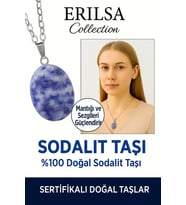 Sertifikalı Oval Sodalit Taşı Kolye – İfade Gücü, Zihinsel Berraklık ve İçsel Denge Taşı (Çok Renkli)