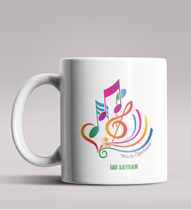 Kişiye Özel Müzik Öğretmeni Tasarımlı Beyaz Renk Kupa Bardak 4