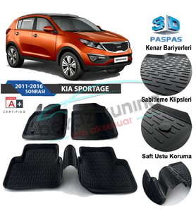 Kia Sportage Havuzlu 3D Paspas Niken Siyah 2010-2015