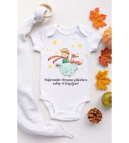 Unisex Bebek Beyaz Küçük Prens Çıtçıtlı Kısa Kol Body Zıbın