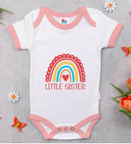 BK Kids Little Sister Tasarımlı Pembe Bebek Body Zıbın-1