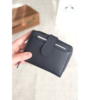 Bozuk Para Bölmeli Çıtçıtlı Şık Hakiki Deri Kadın Cüzdan (Lacivert)