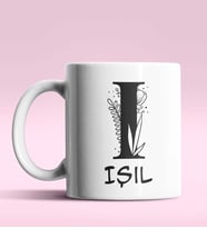 Kişiye Özel I Harfi Romantik Tasarım Beyaz Renk Kupa
