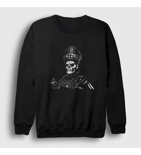 Presmono Unisex Siyah Papa Skull Ghost Sweatshirt 52283tt