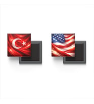 Buzdolap Magnetleri - Amerika Birleşik Devletleri Bayrağı ve Türk Bayrağı - 2'li Set Magneti