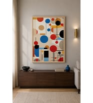 Bauhaus Denge Üçgen ve Daire Ahşap Çerçeveli Duvar Tablosu
