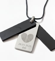Kişiye Özel Parmak İzi , Tarihli , Sonsuzluk İşareti Lazer Kazımalı Çelik Kolye (Silver)