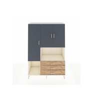 Hyperion Dolap 6 Raflı 3 Çekmeceli 3 Kapaklı 132x44x195 Aytaşı-Antrasit/Çam
