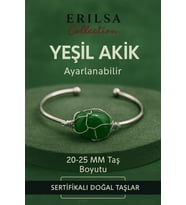 Sertifikalı Doğal Yeşil Akik Taşı Gümüş Kaplama Ayarlanabilir Bileklik – Şifa ve Huzur Taşı (Çok Renkli)