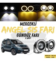 Fiat Fiorino 2008-2023 Uyumlu Üniversal Mercekli Angel Sis Farı Metal 76 mm Sarı Halkalı Gündüz Farı