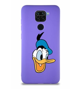Xiaomi Redmi Note 9 Soft Premier Kapak Donald Duck-A Tasarımlı Silikon Kılıf - Mor (Şeffaf)