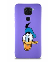 Xiaomi Redmi Note 9 Soft Premier Kapak Donald Duck-A Tasarımlı Silikon Kılıf - Mor (Şeffaf)