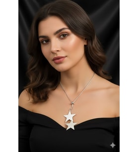Yıldız Asansörlü Lüx Çoklu Kolye (Gri)