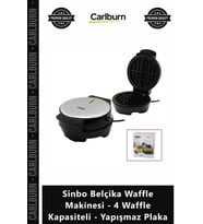 Özel Üretim Profesyonel Döküm Sinbo Belçika Waffle Makinesi 4 Waffle Kapasiteli Yapışmaz Plaka