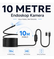 Uninet Iphone ve Android Uyumlu 2 Kameralı 10 Metre Kablolu Endoskop Yılan Kamera